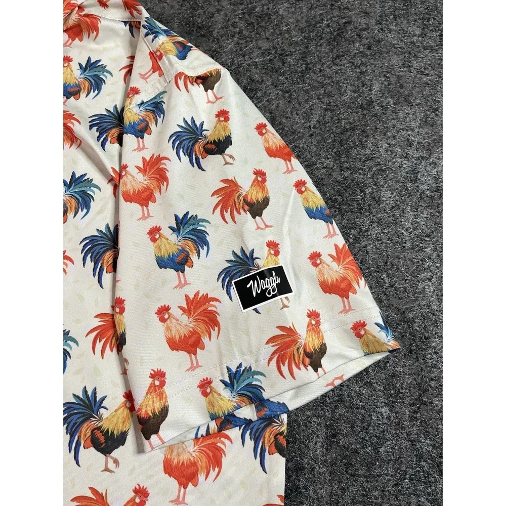 Waggle Golf Polo Shirt Mens Medium Cocky Rooster Print AOP Performance - NWT - Picture 6 of 8